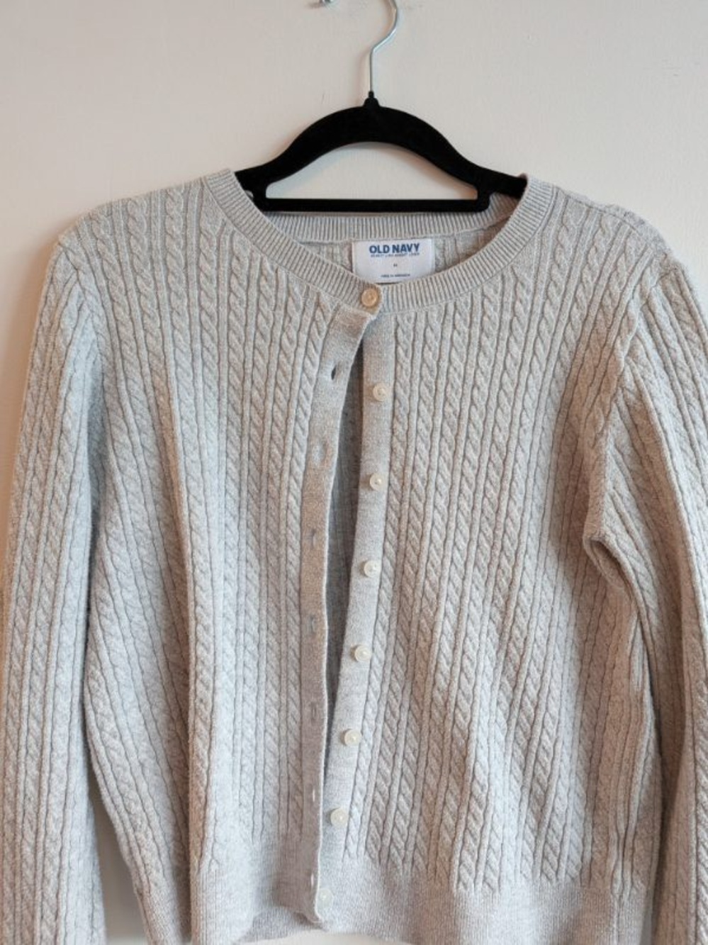 Old Navy Light Grey Cable Knit Button-Up Cardigan